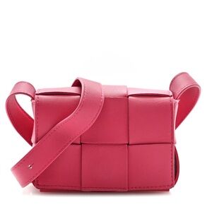 BOTTEGA VENETA Lambskin Mini Candy Cassette Crossbody Bag Cranberry Hot Pink 🍬